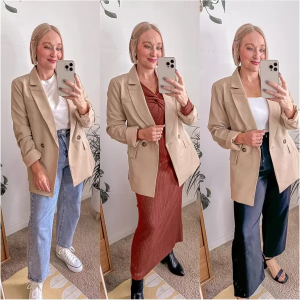 luvamia Blazer Jackets for Women Work Casual Office Long Sleeve Fashion Dressy Business OutfitsShifting Sand