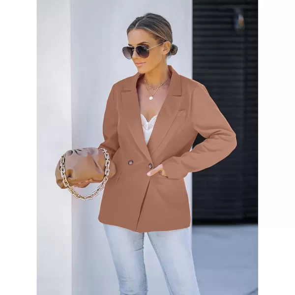 luvamia Blazer Jackets for Women Work Casual Office Long Sleeve Fashion Dressy Business OutfitsToasted Nut