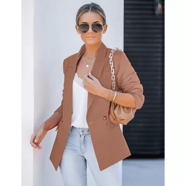 luvamia Blazer Jackets for Women Work Casual Office Long Sleeve Fashion Dressy Business OutfitsToasted Nut