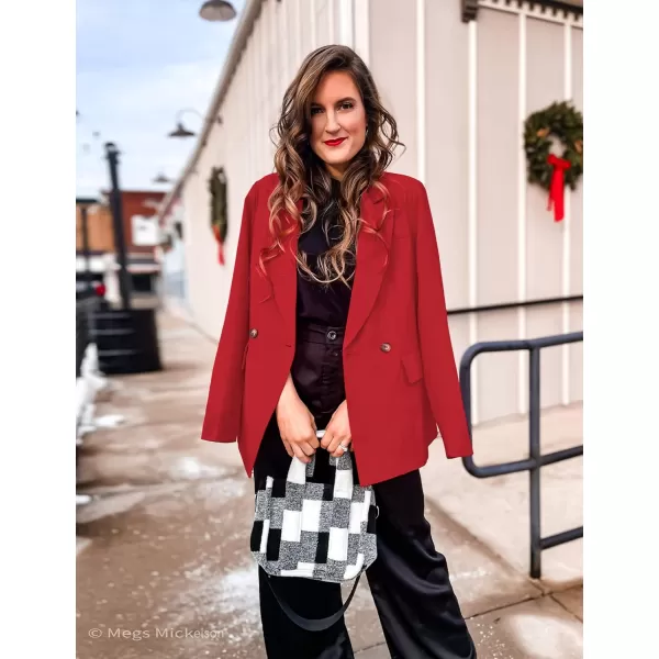 luvamia Blazer Jackets for Women Work Casual Office Long Sleeve Fashion Dressy Business OutfitsTrue Red