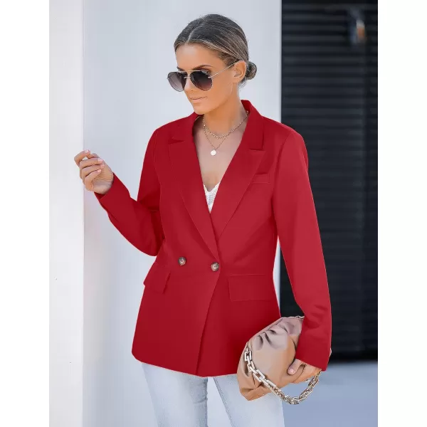 luvamia Blazer Jackets for Women Work Casual Office Long Sleeve Fashion Dressy Business OutfitsTrue Red