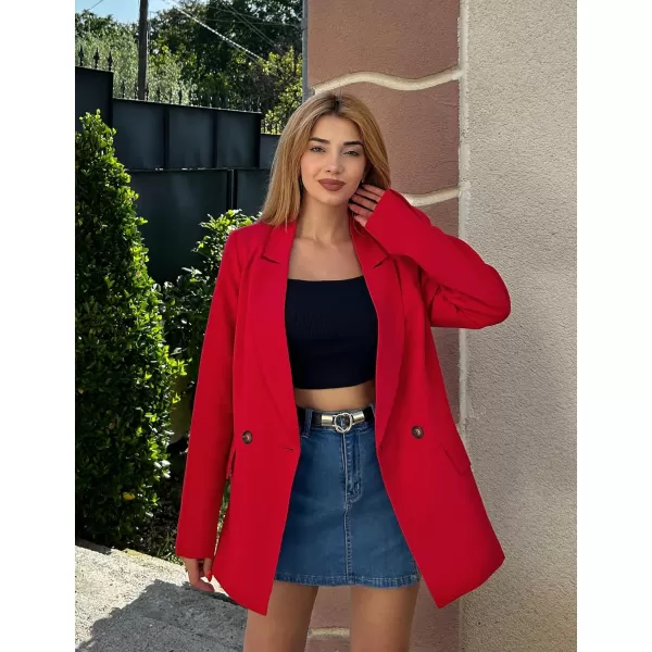 luvamia Blazer Jackets for Women Work Casual Office Long Sleeve Fashion Dressy Business OutfitsTrue Red