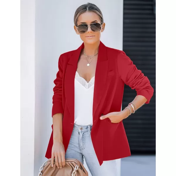 luvamia Blazer Jackets for Women Work Casual Office Long Sleeve Fashion Dressy Business OutfitsTrue Red