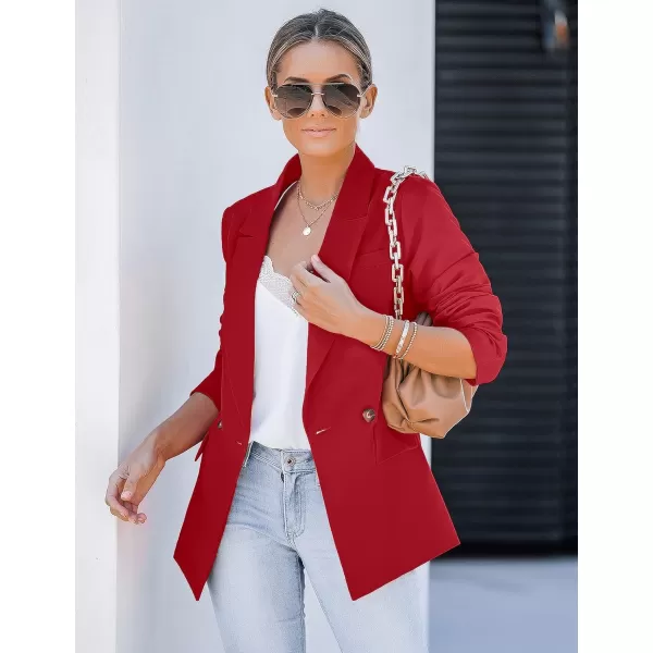 luvamia Blazer Jackets for Women Work Casual Office Long Sleeve Fashion Dressy Business OutfitsTrue Red