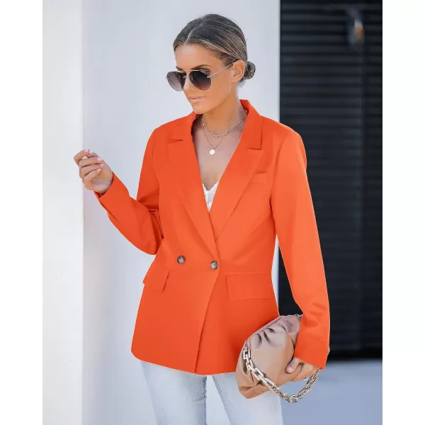 luvamia Blazer Jackets for Women Work Casual Office Long Sleeve Fashion Dressy Business OutfitsVibrant Orange