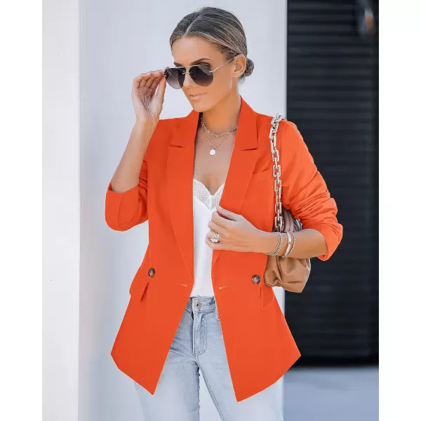 luvamia Blazer Jackets for Women Work Casual Office Long Sleeve Fashion Dressy Business OutfitsVibrant Orange