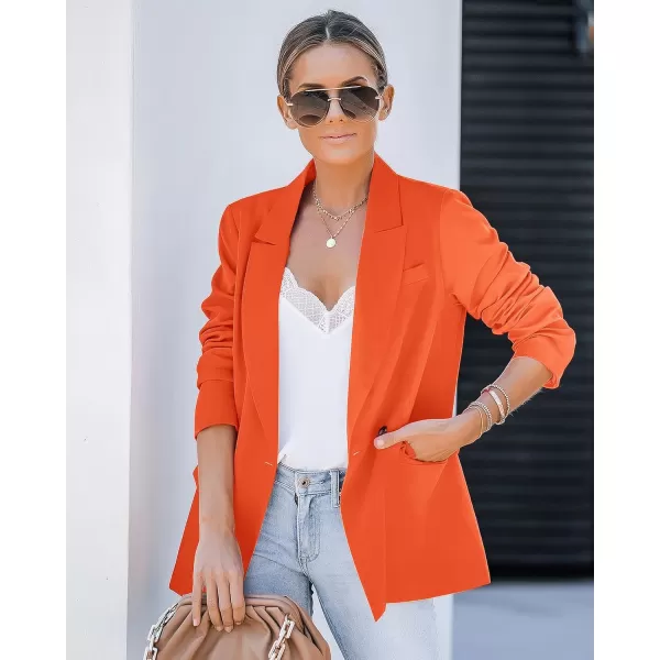 luvamia Blazer Jackets for Women Work Casual Office Long Sleeve Fashion Dressy Business OutfitsVibrant Orange