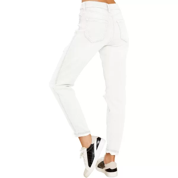 luvamia Boyfriend Jeans for Women Stretch High Waisted Ripped Distressed Mom Jeans Slim Denim PantsA1 Brilliant White