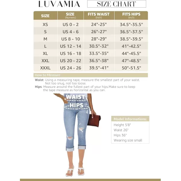 luvamia Capri Jeans for Women Stretch High Waisted Distressed Denim Capris Ripped Skinny Cropped PantsCool Blue