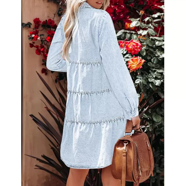 luvamia Denim Dress for Women Babydoll Flowy Cute Jean Shirt Dresses Long SleevesRoadknight Blue