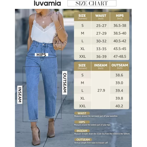 luvamia Mom Jeans for Women Trendy High Waisted Stretchy Loose Jeans for Women Denim PantsA Airy Blue