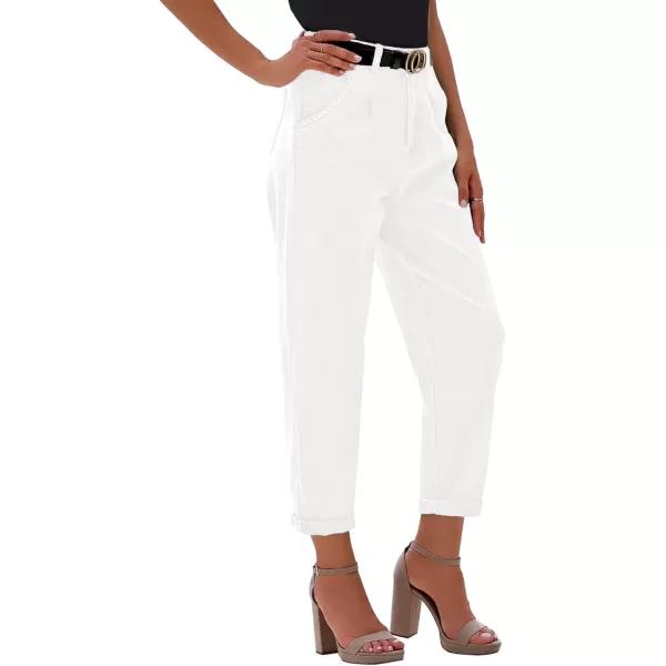 luvamia Mom Jeans for Women Trendy High Waisted Stretchy Loose Jeans for Women Denim PantsA Cool White