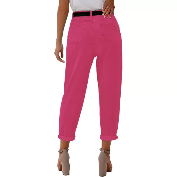 luvamia Mom Jeans for Women Trendy High Waisted Stretchy Loose Jeans for Women Denim PantsA Hot Pink