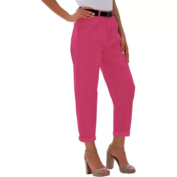 luvamia Mom Jeans for Women Trendy High Waisted Stretchy Loose Jeans for Women Denim PantsA Hot Pink