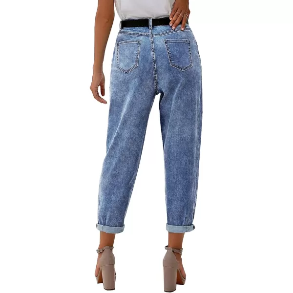 luvamia Mom Jeans for Women Trendy High Waisted Stretchy Loose Jeans for Women Denim PantsA Lapis Storm