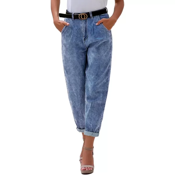 luvamia Mom Jeans for Women Trendy High Waisted Stretchy Loose Jeans for Women Denim PantsA Lapis Storm