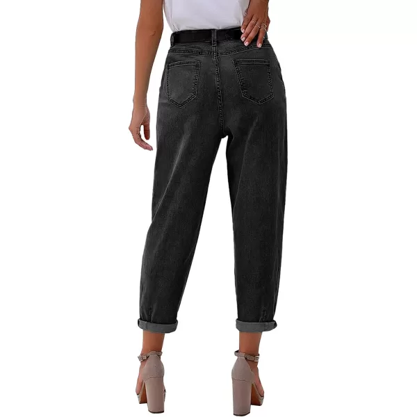 luvamia Mom Jeans for Women Trendy High Waisted Stretchy Loose Jeans for Women Denim PantsA Slate Black