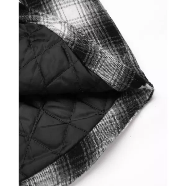 luvamia Plaid Jackets for Women Flannel Quilted Shacket Coats Oversized Button Down Shirts JacketBlack Plaid