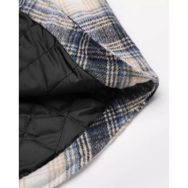 luvamia Plaid Jackets for Women Flannel Quilted Shacket Coats Oversized Button Down Shirts JacketBlue Plaid
