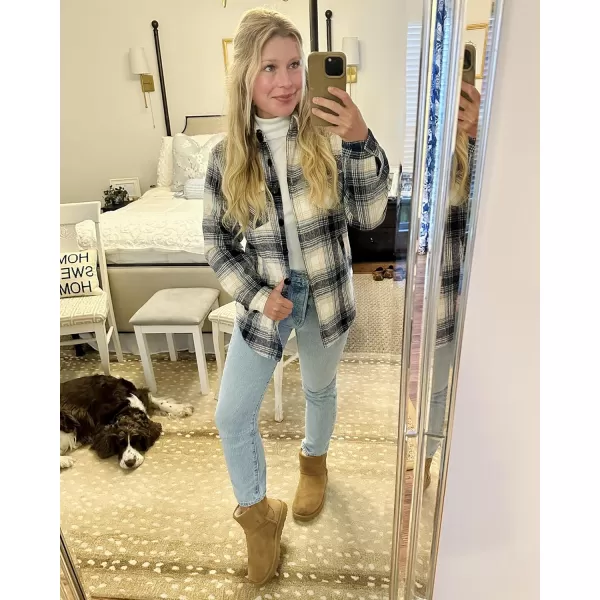 luvamia Plaid Jackets for Women Flannel Quilted Shacket Coats Oversized Button Down Shirts JacketBlue Plaid