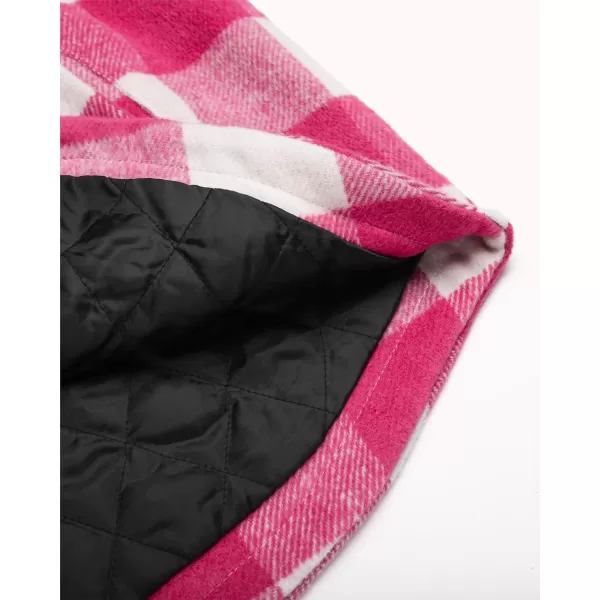 luvamia Plaid Jackets for Women Flannel Quilted Shacket Coats Oversized Button Down Shirts JacketHot Pink Plaid