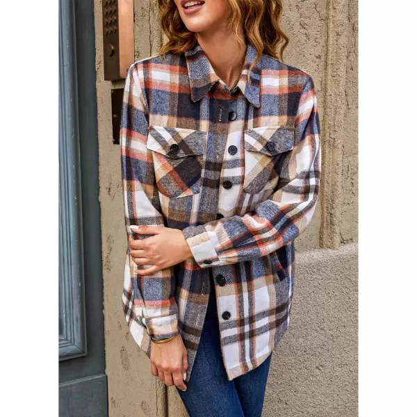 luvamia Plaid Jackets for Women Flannel Quilted Shacket Coats Oversized Button Down Shirts JacketMulticolor