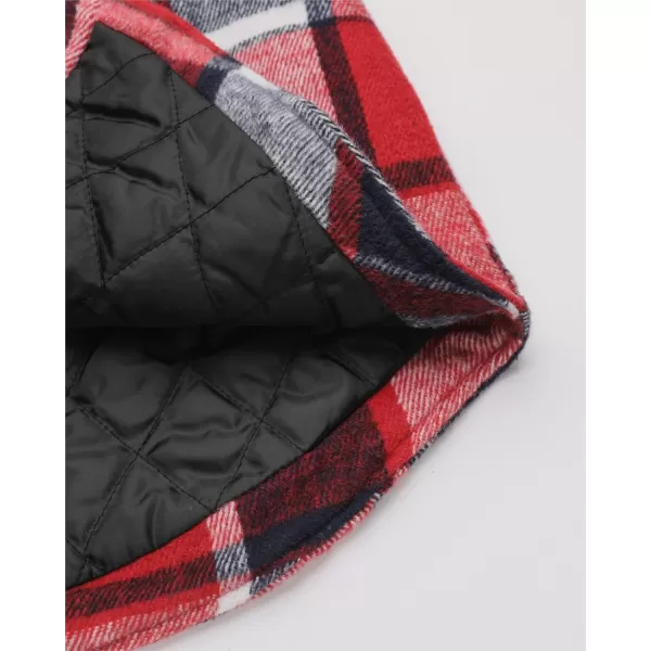 luvamia Plaid Jackets for Women Flannel Quilted Shacket Coats Oversized Button Down Shirts JacketNavy Blue and Red Plaid