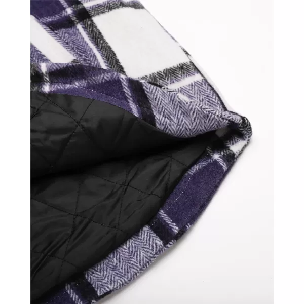 luvamia Plaid Jackets for Women Flannel Quilted Shacket Coats Oversized Button Down Shirts JacketRoyal Purple Plaid