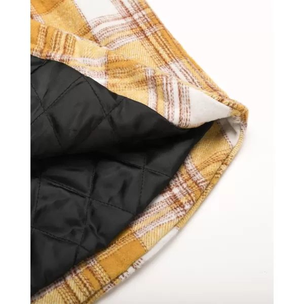 luvamia Plaid Jackets for Women Flannel Quilted Shacket Coats Oversized Button Down Shirts JacketSolar Power Yellow Plaid