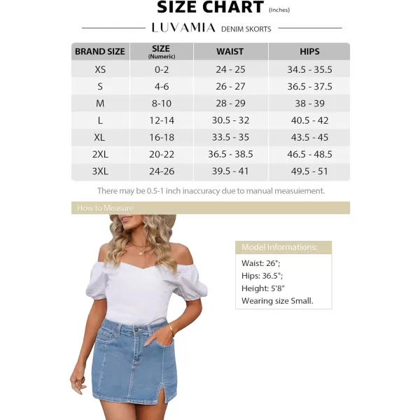 luvamia Skorts Skirts for Women Denim Mini Skirt Side Slit with High Waisted Jean Shorts StretchyBlue Fog