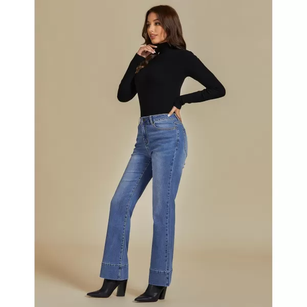 luvamia Wide Leg Jeans for Women High Waisted Flare Trendy Stretchy Denim Pants Baggy Classic Trouser Jeans with PocketsMedium Blue