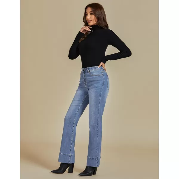 luvamia Wide Leg Jeans for Women High Waisted Flare Trendy Stretchy Denim Pants Baggy Classic Trouser Jeans with PocketsRoadknight Blue