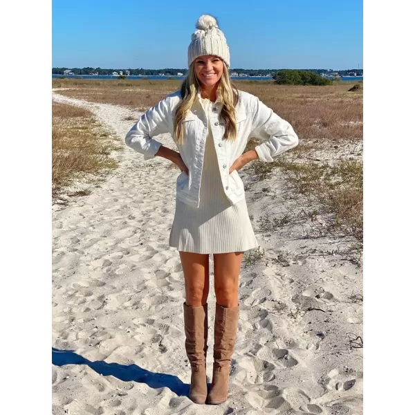 luvamia Womens Basic Button Down Stretch Fitted Long Sleeves Denim Jean JacketWhite