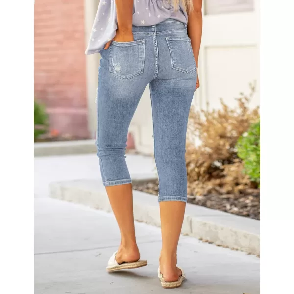 luvamia Womens Capri Jeans for Women High Waisted Skinny Ripped Jean Denim PantsCool Blue