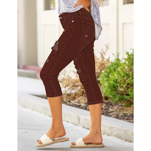 luvamia Womens Capri Jeans for Women High Waisted Skinny Ripped Jean Denim PantsHot Chocolate