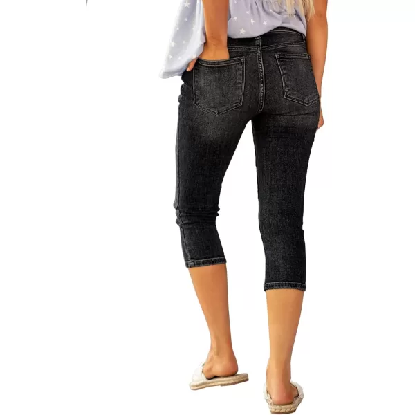 luvamia Womens Capri Jeans for Women High Waisted Skinny Ripped Jean Denim PantsSoft Black