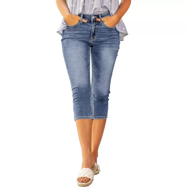 luvamia Womens Capri Jeans for Women High Waisted Skinny Ripped Jean Denim PantsSoft Blue