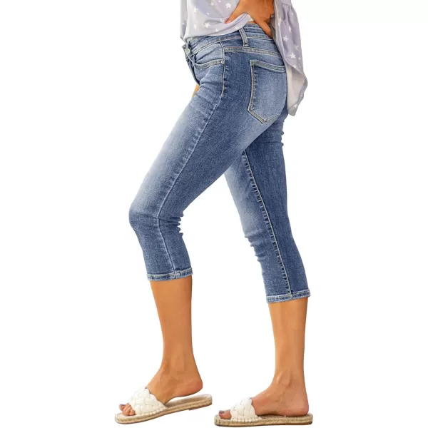 luvamia Womens Capri Jeans for Women High Waisted Skinny Ripped Jean Denim PantsSoft Blue