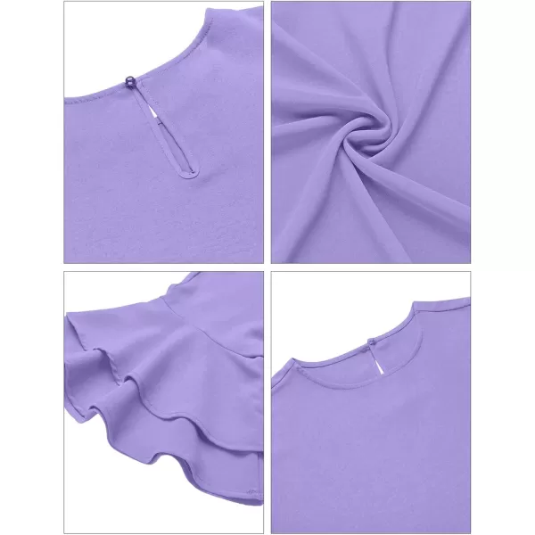 luvamia Womens Casual 34 Tiered Bell Sleeve Crewneck Loose Tops Blouses ShirtA Lavender