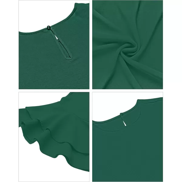 luvamia Womens Casual 34 Tiered Bell Sleeve Crewneck Loose Tops Blouses ShirtA1 Alpine Green