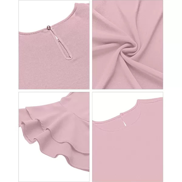 luvamia Womens Casual 34 Tiered Bell Sleeve Crewneck Loose Tops Blouses ShirtA1 Ballerina Pink