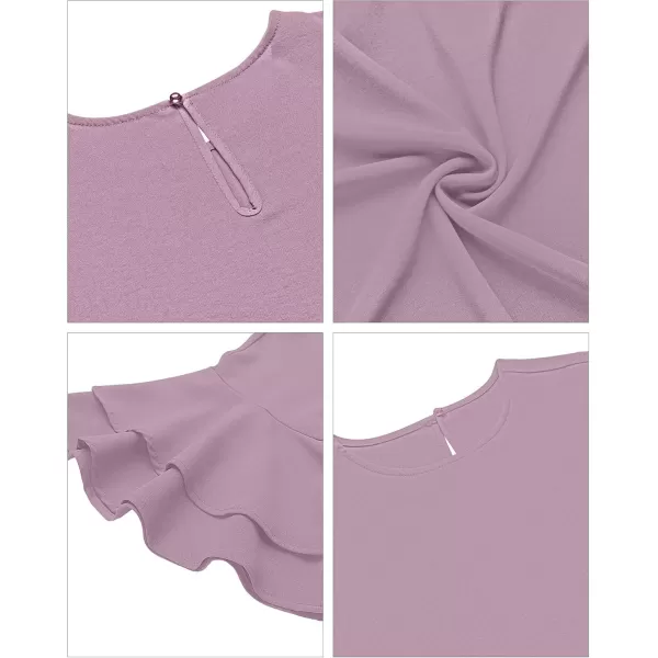 luvamia Womens Casual 34 Tiered Bell Sleeve Crewneck Loose Tops Blouses ShirtA1 Mauve Shadows