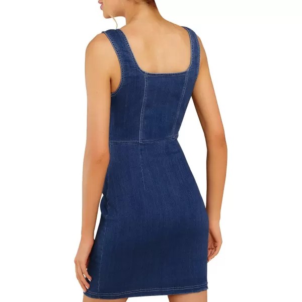 luvamia Womens Casual V Neck Sleeveless Jeans Button Down Denim Short DressDenim Blue