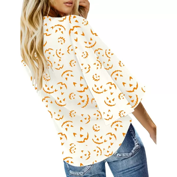 luvamia Womens Casual V Neck Tops 34 Sleeve Tie Knot Blouses Solid Button Down ShirtsHalloweenparty Shirts