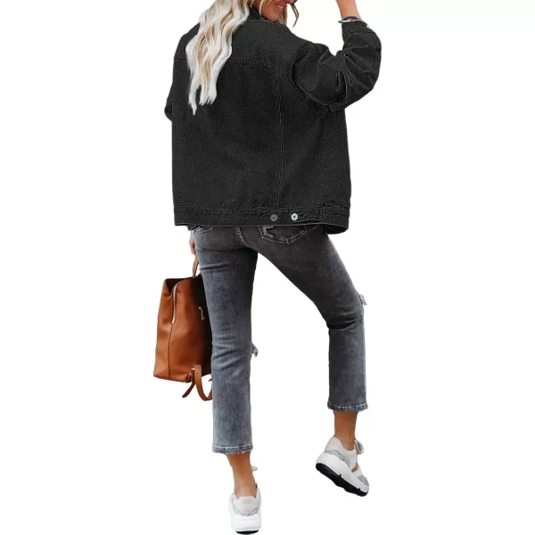 luvamia Womens Jean Jacket Oversized Boyfriend Trucker Denim Jackets for Women ShacketC Vintage Black