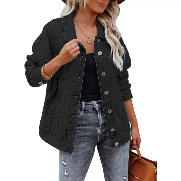 luvamia Womens Jean Jacket Oversized Boyfriend Trucker Denim Jackets for Women ShacketC Vintage Black