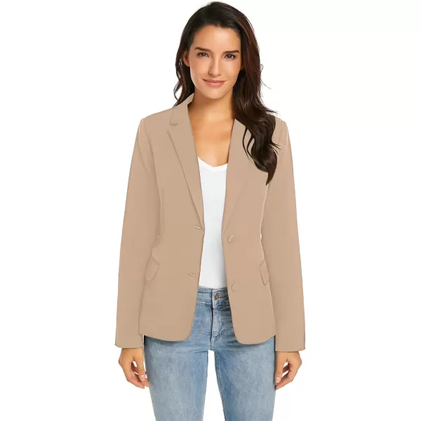 luvamia Womens Long Sleeve Formal Notch Lapel Button Down Blazer Pockets JacketBeige W Striped Lining