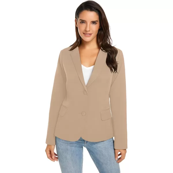 luvamia Womens Long Sleeve Formal Notch Lapel Button Down Blazer Pockets JacketBeige W Striped Lining