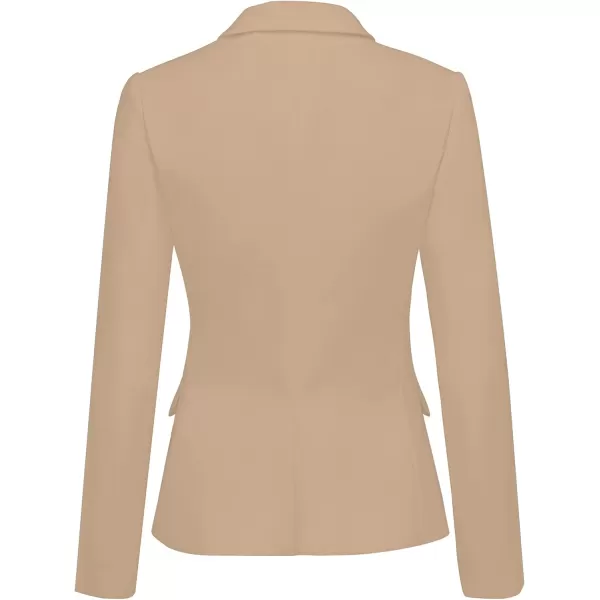 luvamia Womens Long Sleeve Formal Notch Lapel Button Down Blazer Pockets JacketBeige W Striped Lining