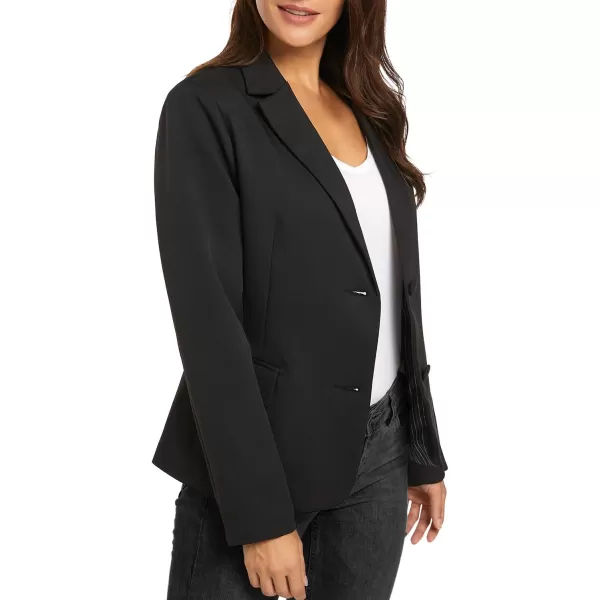 luvamia Womens Long Sleeve Formal Notch Lapel Button Down Blazer Pockets JacketBlack W Striped Lining